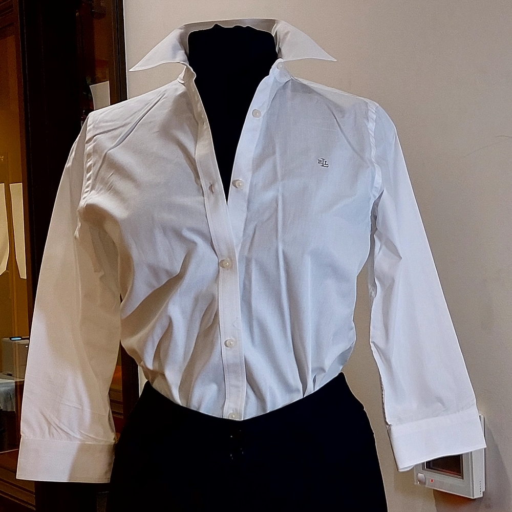 White Blouse, Leather Jacket, Black Slacks